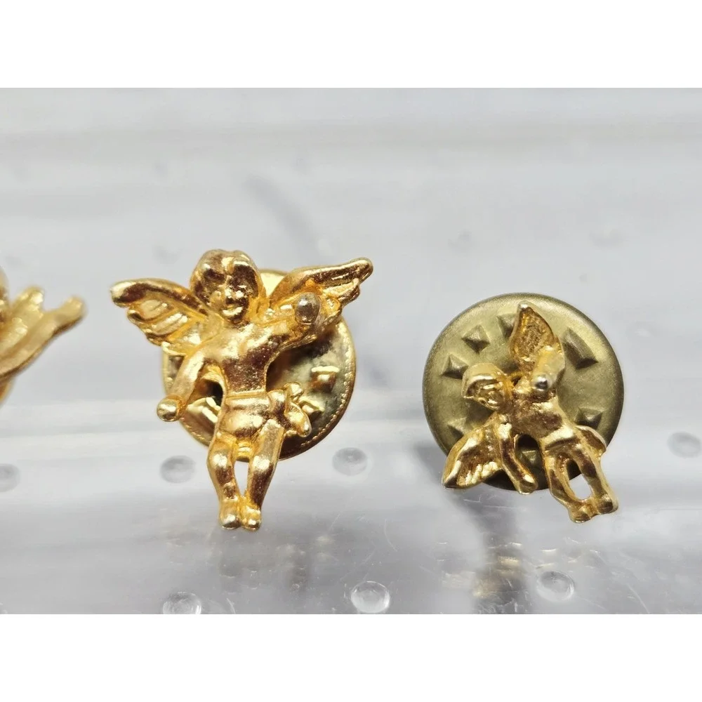 Guardian Angel Cherub Gold Tone Lapel Pin Tie Tack Bookbag Pin‎ Vintage Lot 5